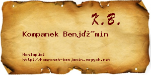 Kompanek Benjámin névjegykártya